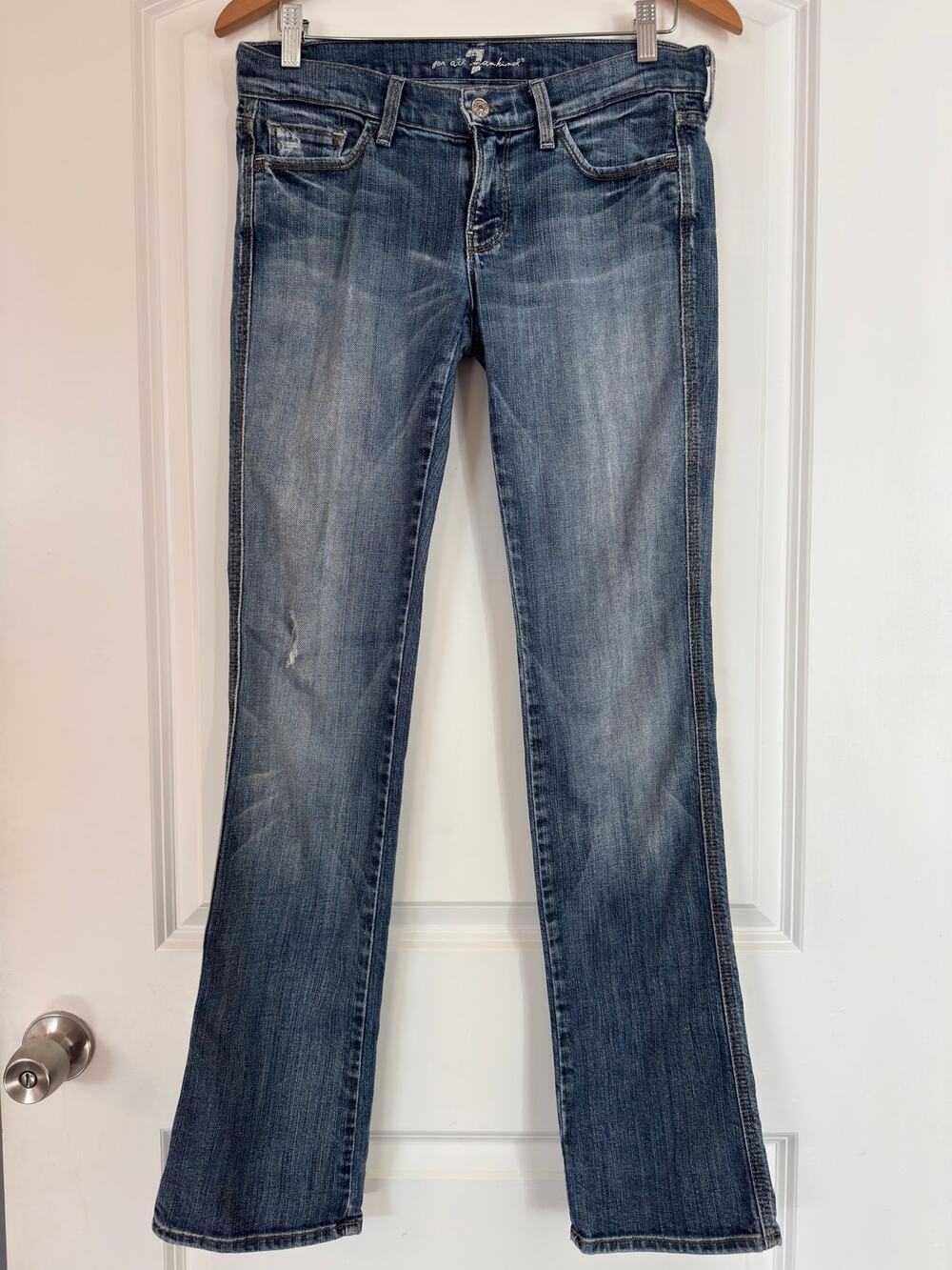 7 For All Mankind Colette Straight Leg Distressed Jeans - Size: 28